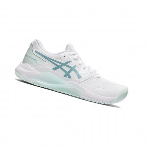 White / Smoke Blue Women's Asics GEL-CHALLENGER 13 Tennis Shoes | 086-PTIXQB