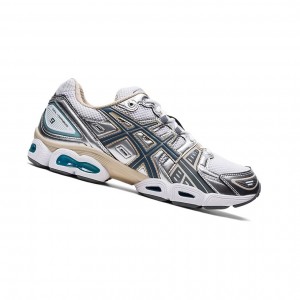White / Steel Grey Men's Asics GEL-NIMBUS 9 Sneakers | 196-QDIRAP