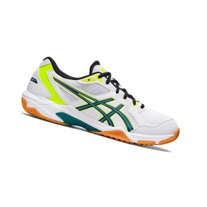 White / Velvet Pine Men's Asics GEL-ROCKET 10 Volleyball Shoes | 789-GXROWT